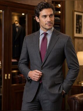 Brooks Brothers 1818 Madison Windowpane Grey Suit | 46L